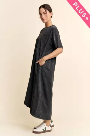 wholesale clothing plus garment washed pleated back midi dress davi & dani