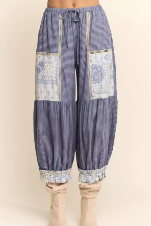 wholesale clothing contrast patchwork bloomer pants davi & dani