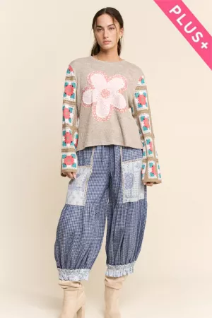 wholesale clothing plus contrast patchwork bloomer pants davi & dani