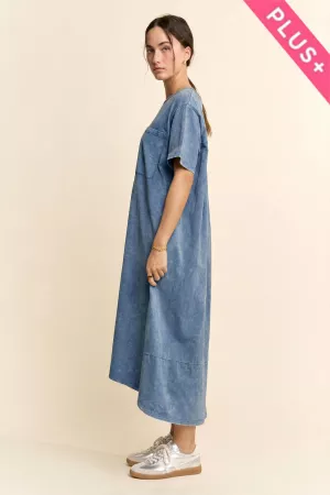 wholesale clothing plus garment washed pleated back midi dress davi & dani