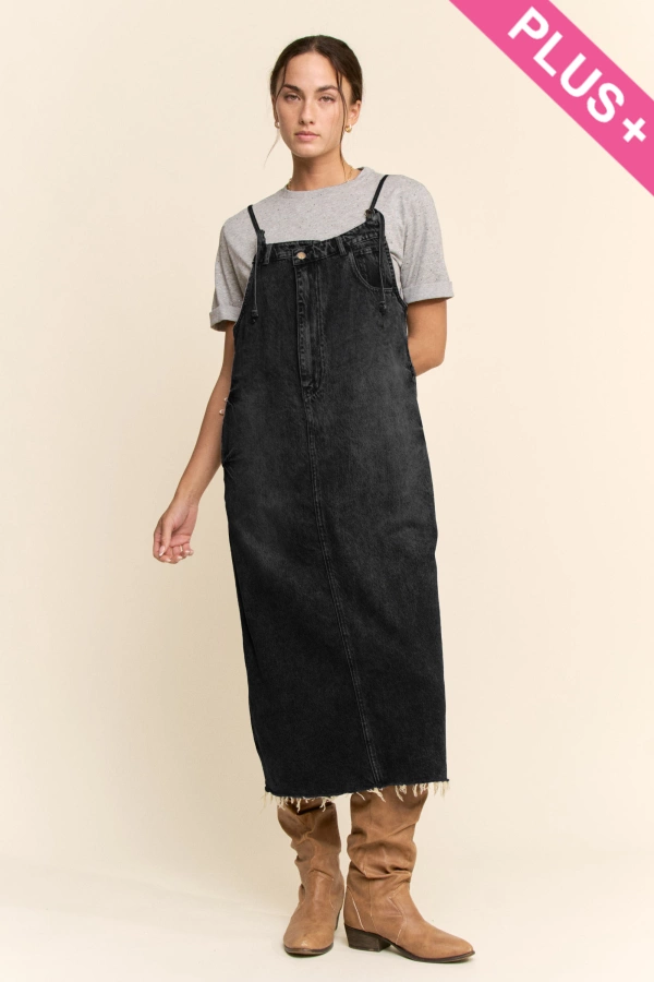 wholesale clothing plus casual denim slip dress spaghetti straps davi & dani