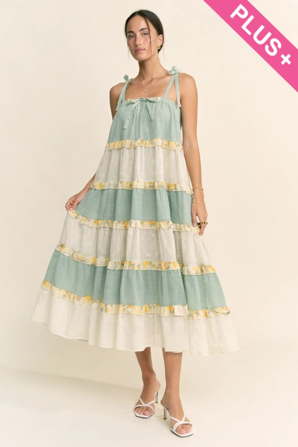 wholesale clothing plus ruffle tiered midi dress davi & dani