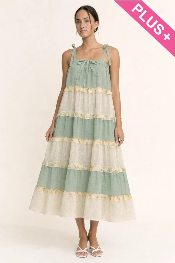 wholesale clothing plus ruffle tiered midi dress davi & dani