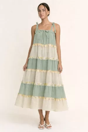 wholesale clothing ruffle tiered midi dress davi & dani