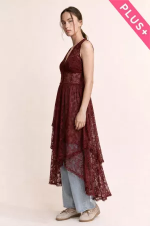 wholesale clothing plus sheer lace layered duster with botton front davi & dani