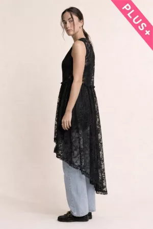 wholesale clothing plus sheer lace layered duster with botton front davi & dani