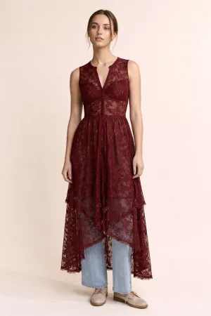 wholesale clothing sheer lace layered duster with botton front davi & dani