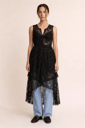 wholesale clothing sheer lace layered duster with botton front davi & dani