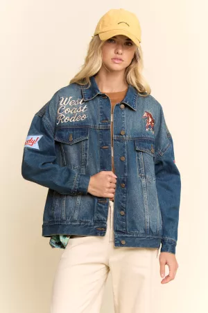 wholesale clothing embroidered western denim trucker jacket davi & dani