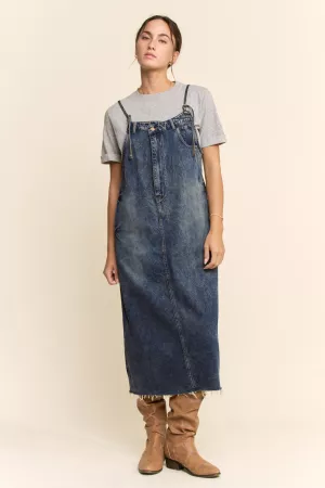 wholesale clothing casual denim slip dress with spaghetti straps davi & dani