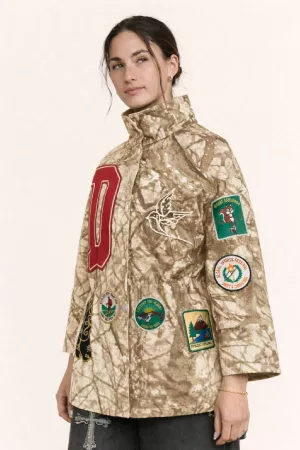 wholesale clothing camo patch detail snap front jacket davi & dani