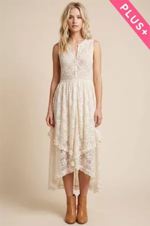 wholesale clothing plus sheer lace layered duster with botton front davi & dani