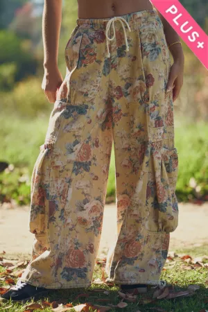 wholesale clothing plus flower printed waist dropped pockets pant davi & dani