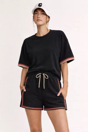 wholesale clothing fuzzy terry top elastic waist short set davi & dani