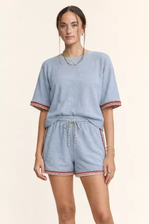 wholesale clothing fuzzy terry top elastic waist short set davi & dani