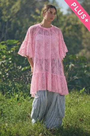 wholesale clothing plus sheered lace tiered sleeve flowy tunic top davi & dani