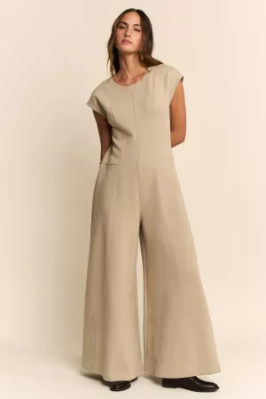 wholesale clothing soft knit out stitches wide leg open jumpsuit davi & dani