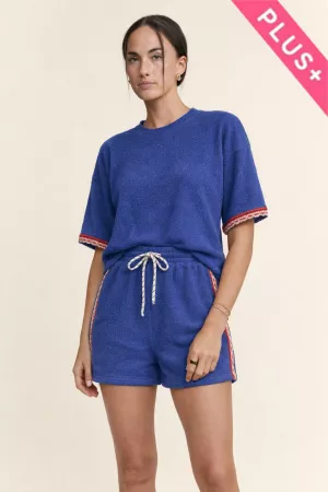 wholesale clothing plus fuzzy terry top elastic waist short set davi & dani