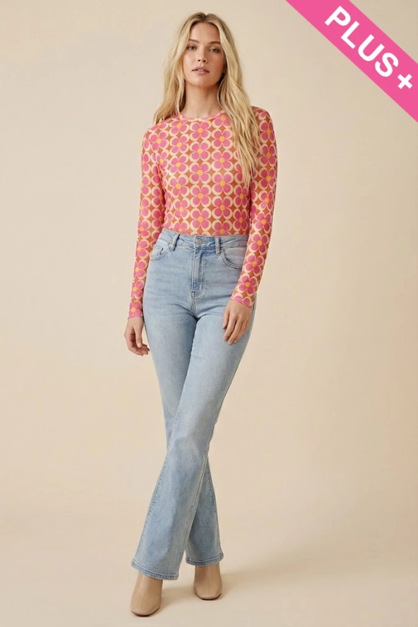 wholesale clothing plus vintage inspired, long-sleeve mesh top davi & dani