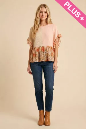 wholesale clothing plus floral ruffle knit top davi & dani