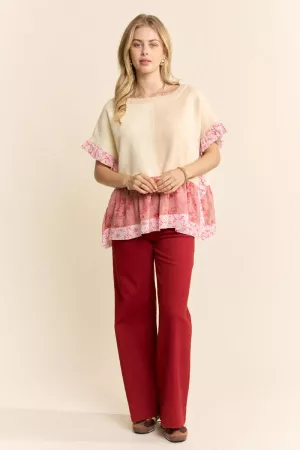 wholesale clothing floral ruffle knit top davi & dani