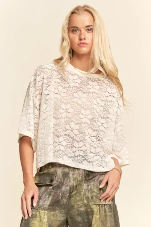 wholesale clothing boxy floral lace knit top davi & dani