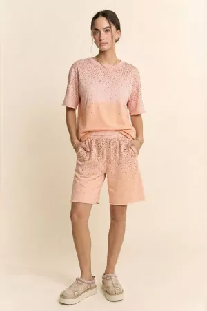 wholesale clothing rhinestone ombre sweatshirt and shorts set davi & dani