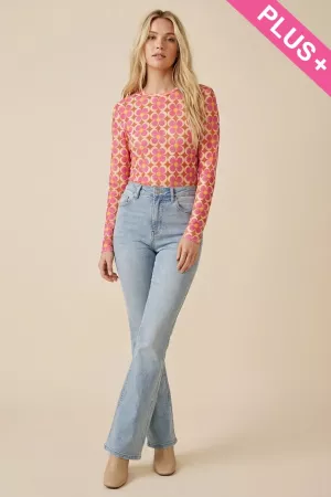 wholesale clothing plus vintage inspired, long-sleeve mesh top davi & dani