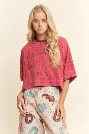 wholesale clothing boxy floral lace knit top davi & dani