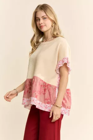 wholesale clothing plus floral ruffle knit top davi & dani